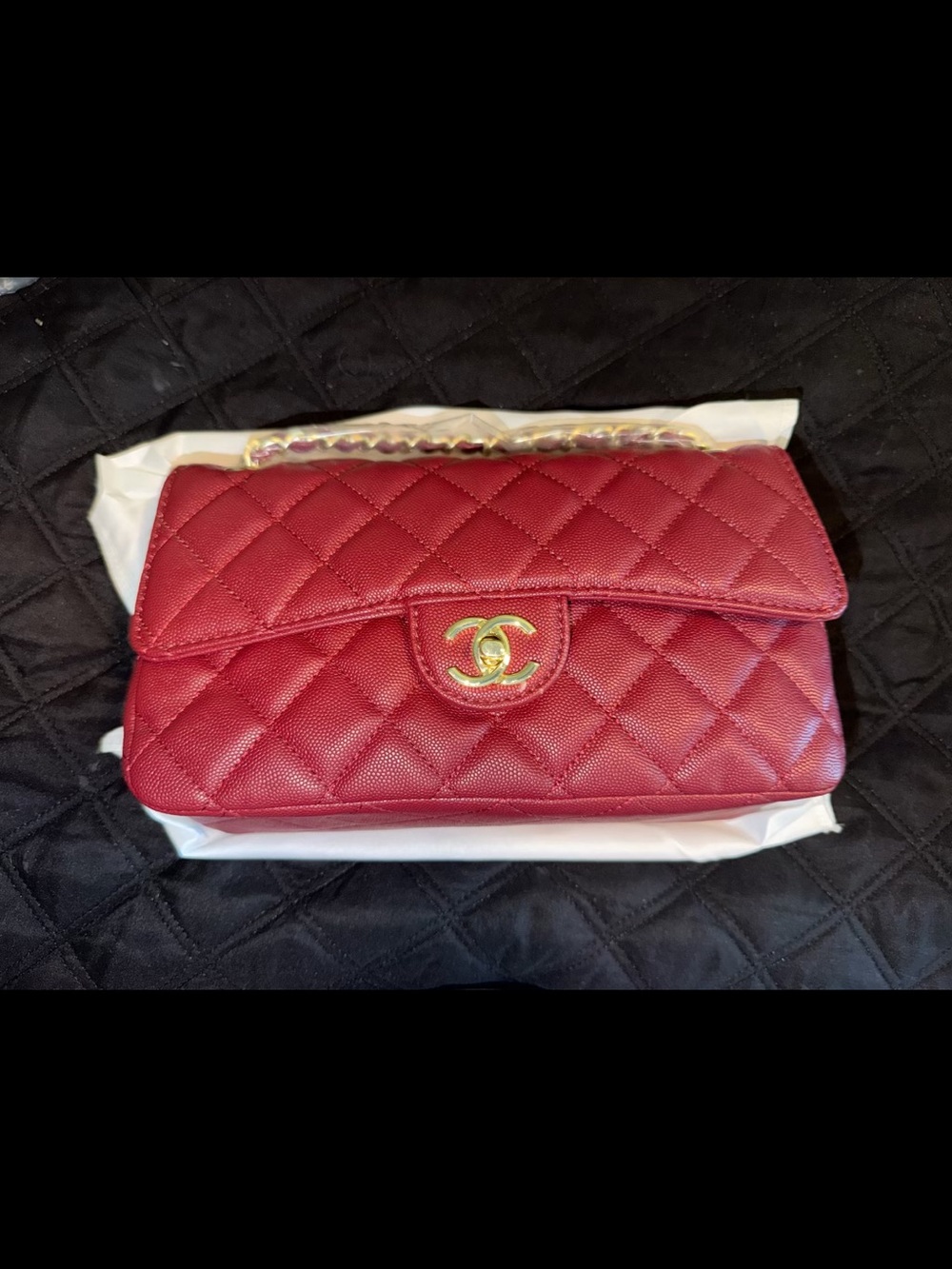 Quilted Shoulder Bag in Burgundy with Gold Hardware